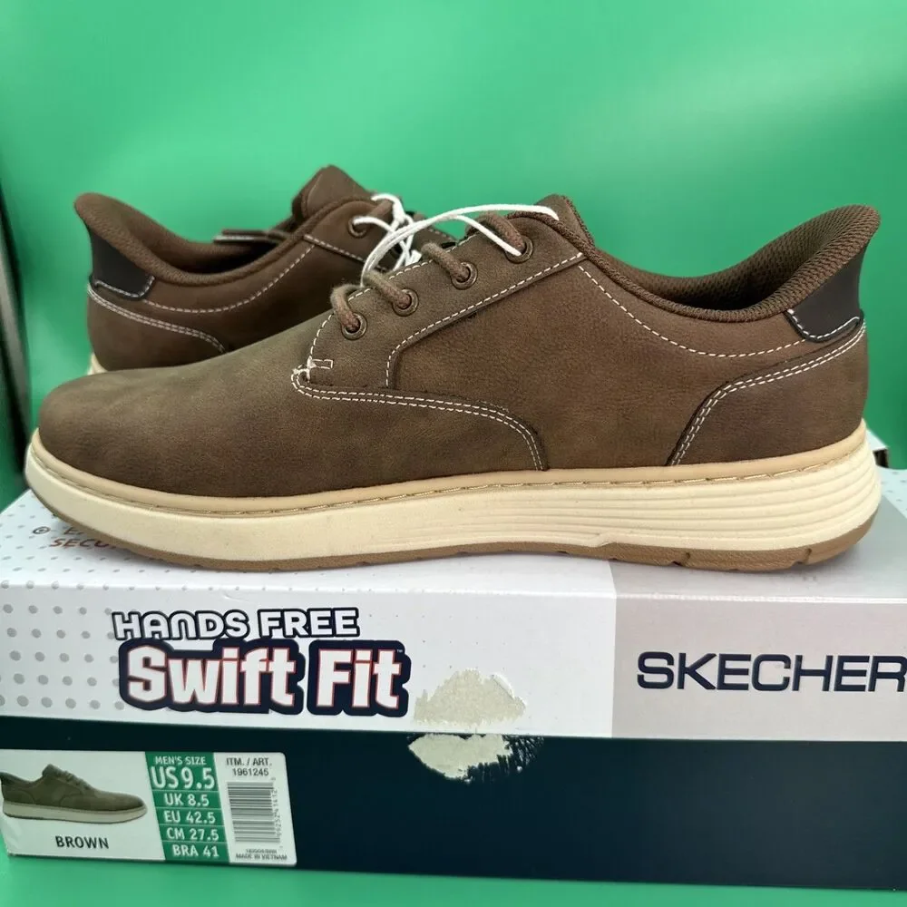 Skechers Hands Free Swift Fit Men’s 9.5 Brown Waterproof Casual Lace Sneakers